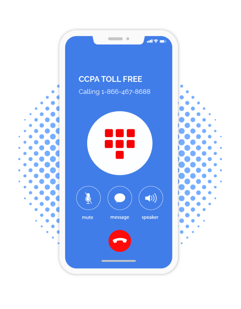 Toll Free Number for CCPA mobile app illustration
